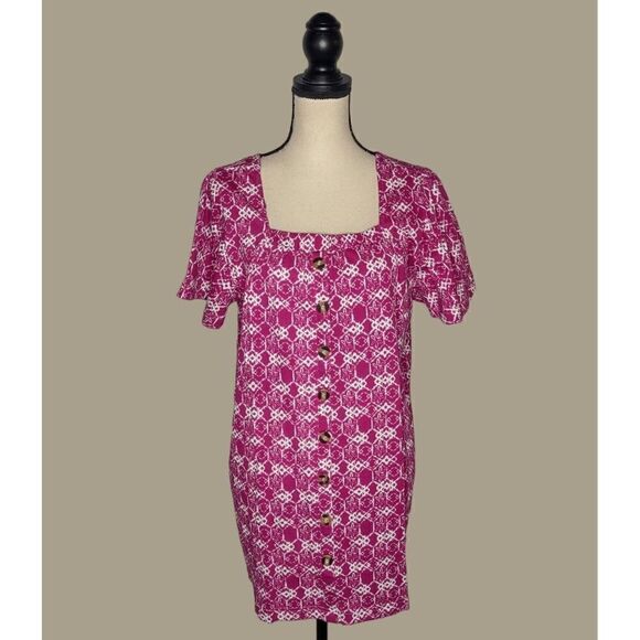 Woman Within Pink and White Cotton Blend Tunic Blouse Size 14/16 NWOT - Picture 1 of 9
